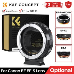 K&F Concept Auto Focus Adapter for Canon EF EF-S Mount Lens to EOS M/EOS R/RF/Sony E/Fuji FX Mount Camera Adapters Ring Optional