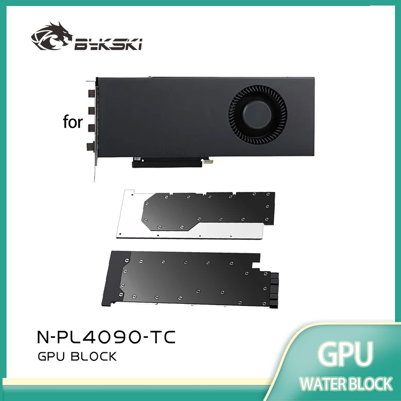 Bykski GPU Active Backplate Block Use for Peladn / NVIDIA RTX 4090 Turbo Video Card,  0.3mm Jet Micro-waterway N-PL4090-TC