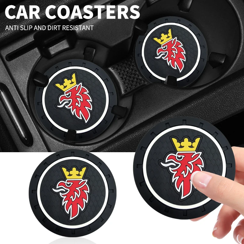 1/2pcs Car Coasters Water Cup Holder Pads Cup Slot Non-Slip Mat Interior Accessories For Saab 93 95 Saab 9-3 9-5 900 9000