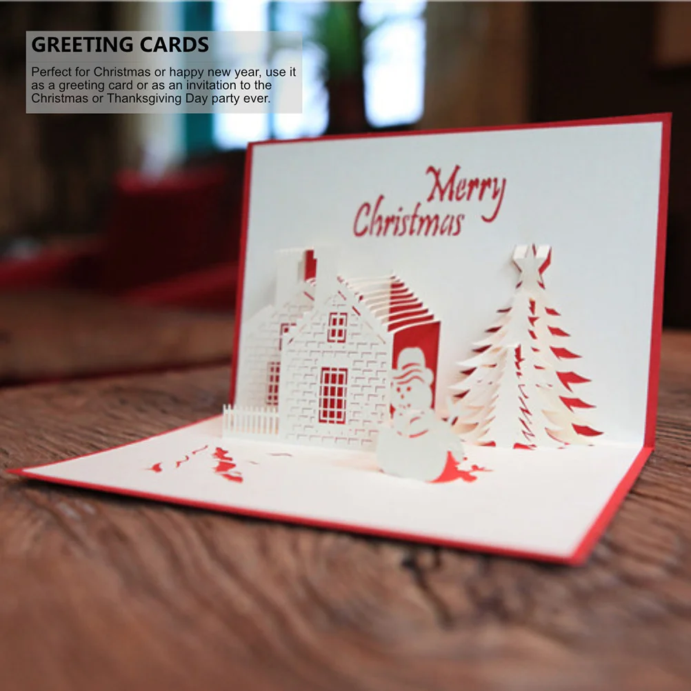 

2Pcs 3D Christmas Greeting Cards Pop-Up Paper Handmade Holiday Cards Perfect for Xmas New Year Seasonal Party