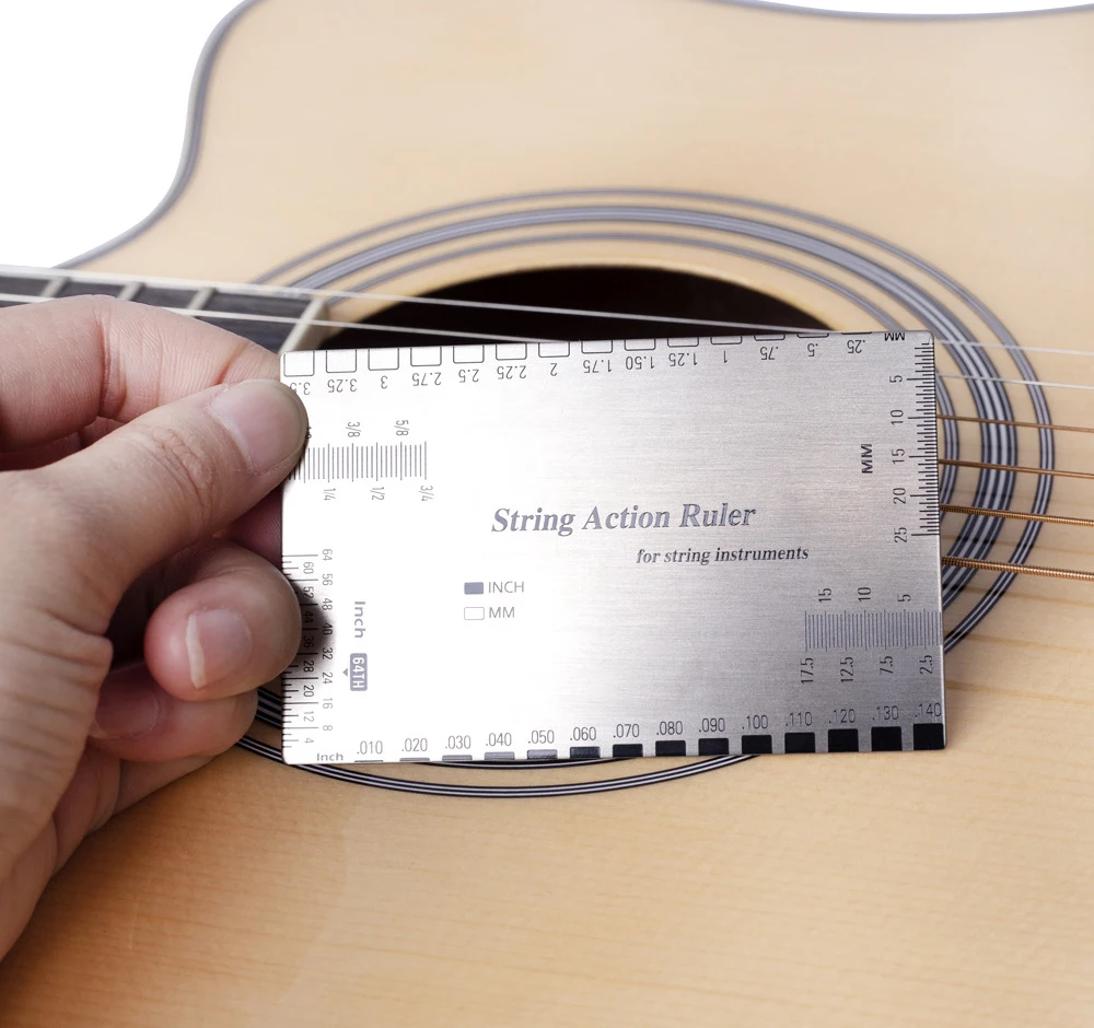 Guitar String Action Ruler Stainless Steel Gauge Repairing Tool for Luthier Fit for Guitar Ukulele Bass Banjo Mandolin
