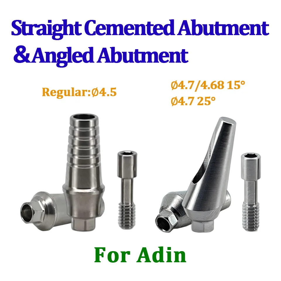 10PCS Adin Dental Implant Abutment Straight and Angled 15 Degree 25 Degree Cemented Prosthetic Components Laboratory Parts
