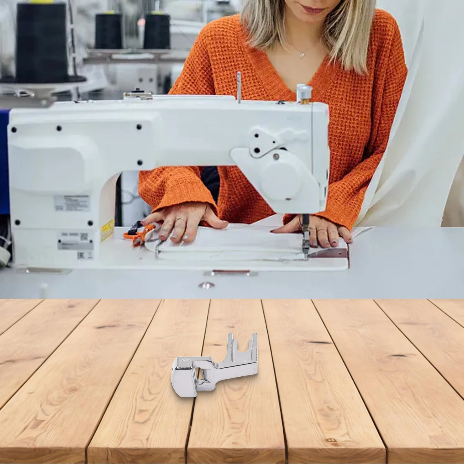 Sewing Machine Accessories Silver Metal Pleating Presser Foot 2.7x1.5x2cm Select Straight Stitch & Adjust Left Needle Position