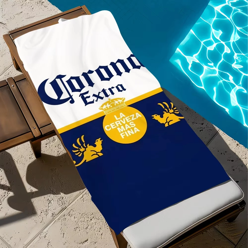 1pc Corona Extra Beer Beach Towel Single Sided 2D Print Soft Absorbent Microfiber for Pool Beach Summer Party Vacation Vibe