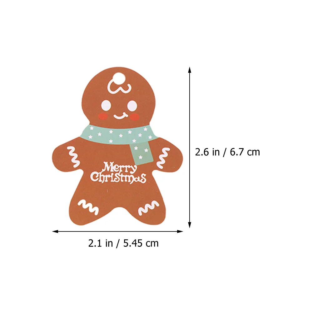 100 Pcs Label Gift Tags Kraft Gifts Paper Gingerbread Man Christmas for Ornaments