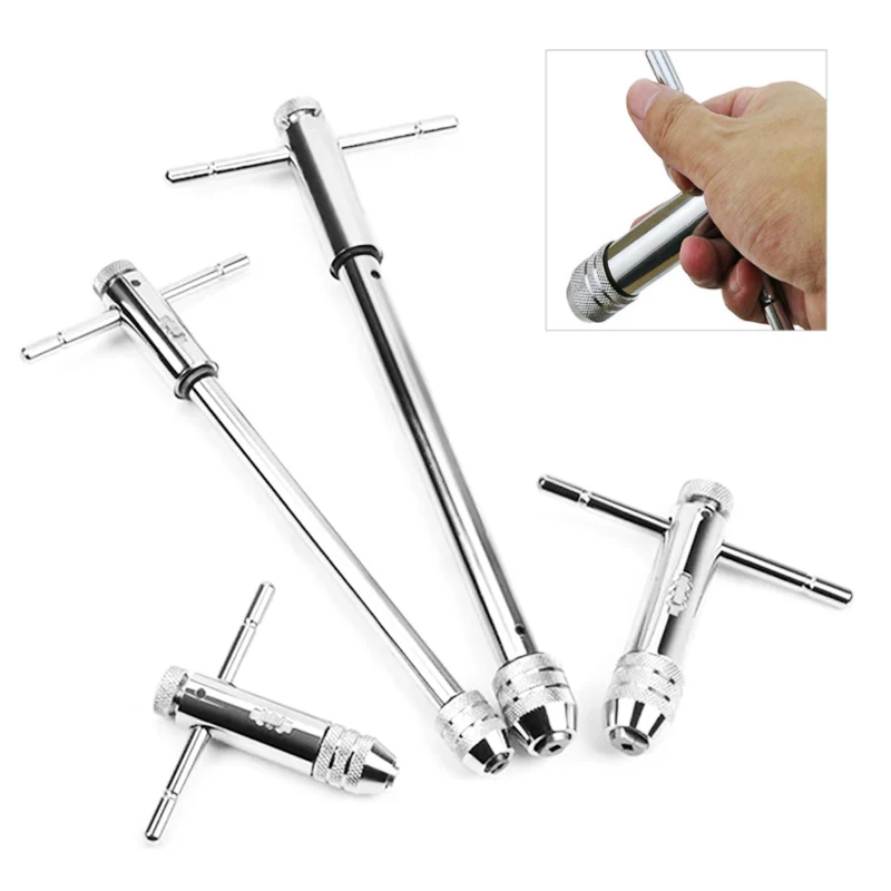 Adjustable M3-8 M5-12 T-Handle Ratchet Tap Wrench Tap Screw Holder Male Thread Metric Plug Mechanical Workshop Tools Hand Tool