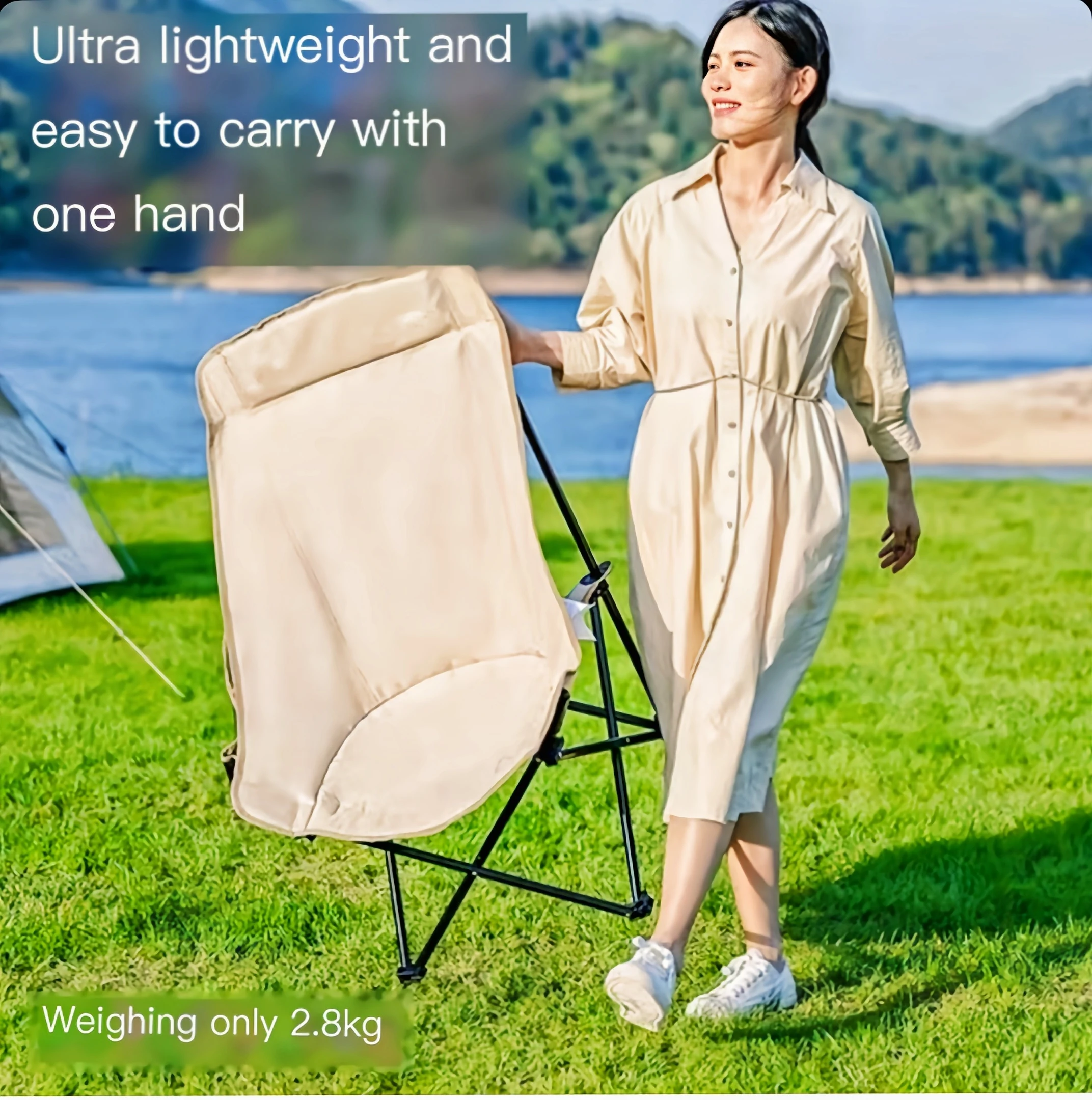 Moon Chair Outdoor Folding Chair Portable Fishing Chair Picnic High Back Reclining Beach Chair Sketching