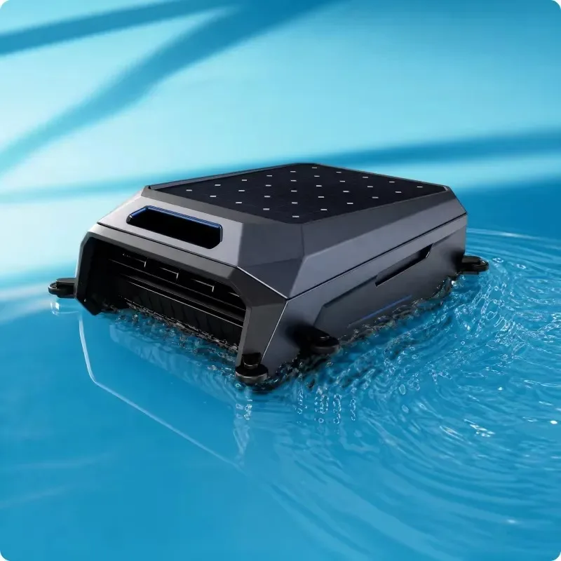 Cordless Robotic Pool Cleaner Solar Power 4 Motors 10L Large Capacity Automatic Skimmer Pool Vacuum