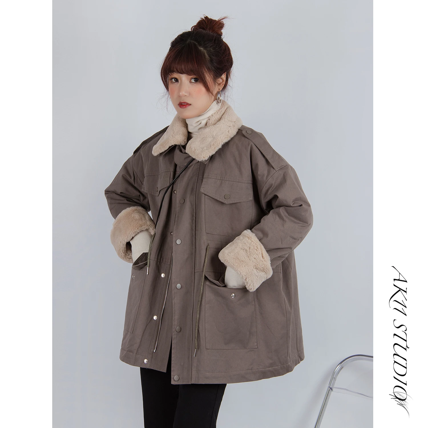 

Свободная хлопковая парка-куртка для женщин, рабочая одежда, AKSTUDIO2020, новая зимняя коллекция, корейская версия, прямой крой