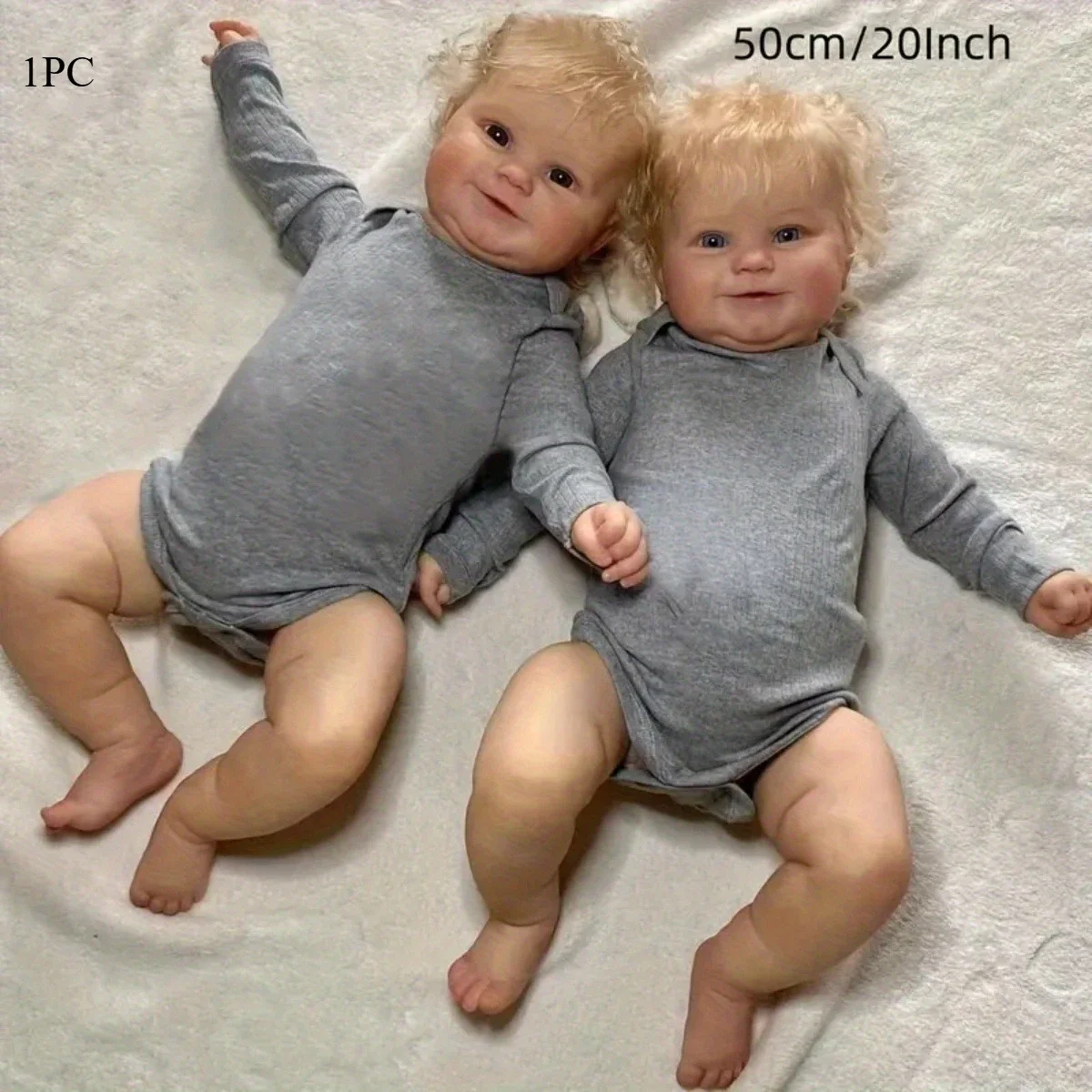 BZDOLL 50cm 20inch Reborn Smiling Bebe with Vein, Cloth Body and 3D-paint Skin Art Vinyl Baby Doll Toy Maddie Toddler Lifelike