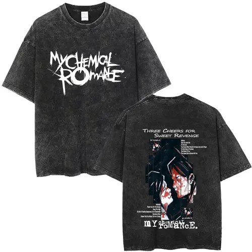 Camisetas Vintage lavadas My Chemical Romance Three Cheers for Sweet Revenge Album, camisetas gráficas para hombres y mujeres, camisetas Retro Punk Emo Rock