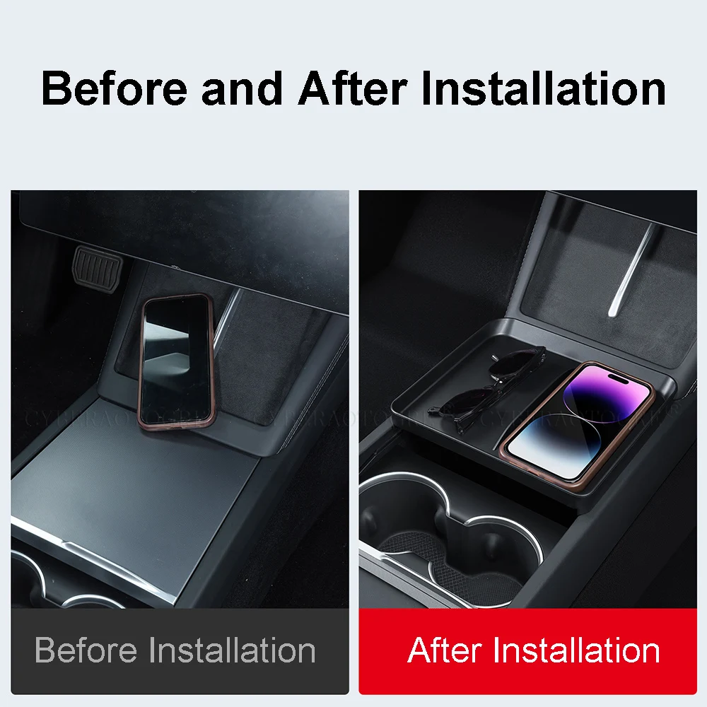 For Tesla Model Y Juniper Center Console Movable Organizer Trays ABS Table Desk Plate for Model 3 Highland Armrest Storage Box