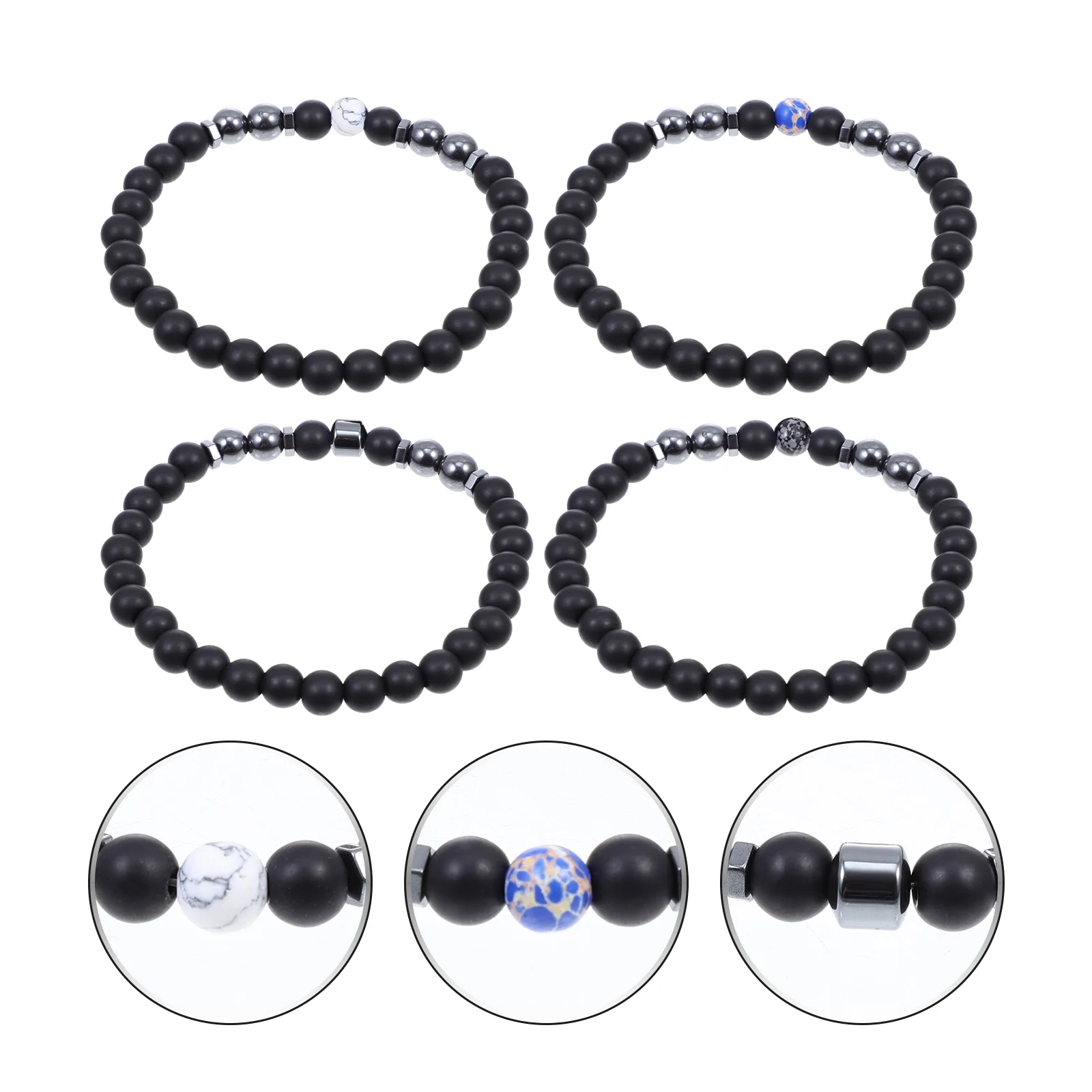 

4 Pcs Obsidian Anklet Hematite Bracelet Magnetic Foot Chain Wear Resistant Lightweight Colorful Fashion Unique