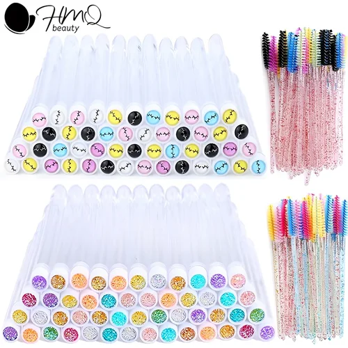 Imagen 1 del producto 100 Uds. Tubo de cepillo de cejas de diamante, estuche de varita de rímel de pestañas reutilizable vacío, cepillo de pestañas de cristal reemplazable, herramienta de maquillaje a prueba de polvo
