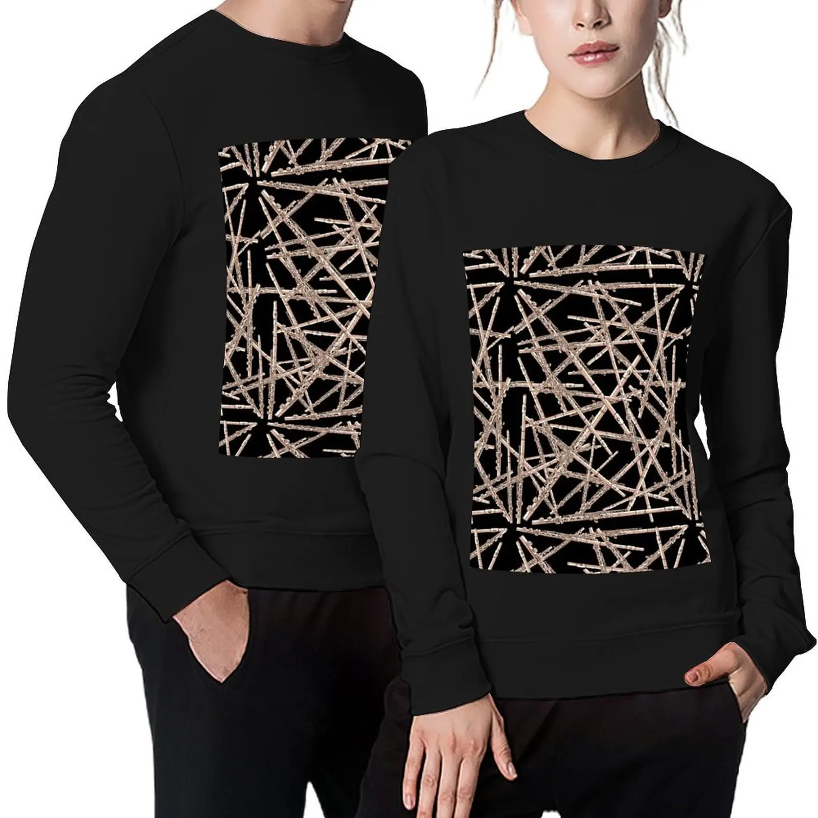 

Flute Musical Instrument Pattern Black Pullover autumn blouse korean clothes mens clothing winter man sweatshirt