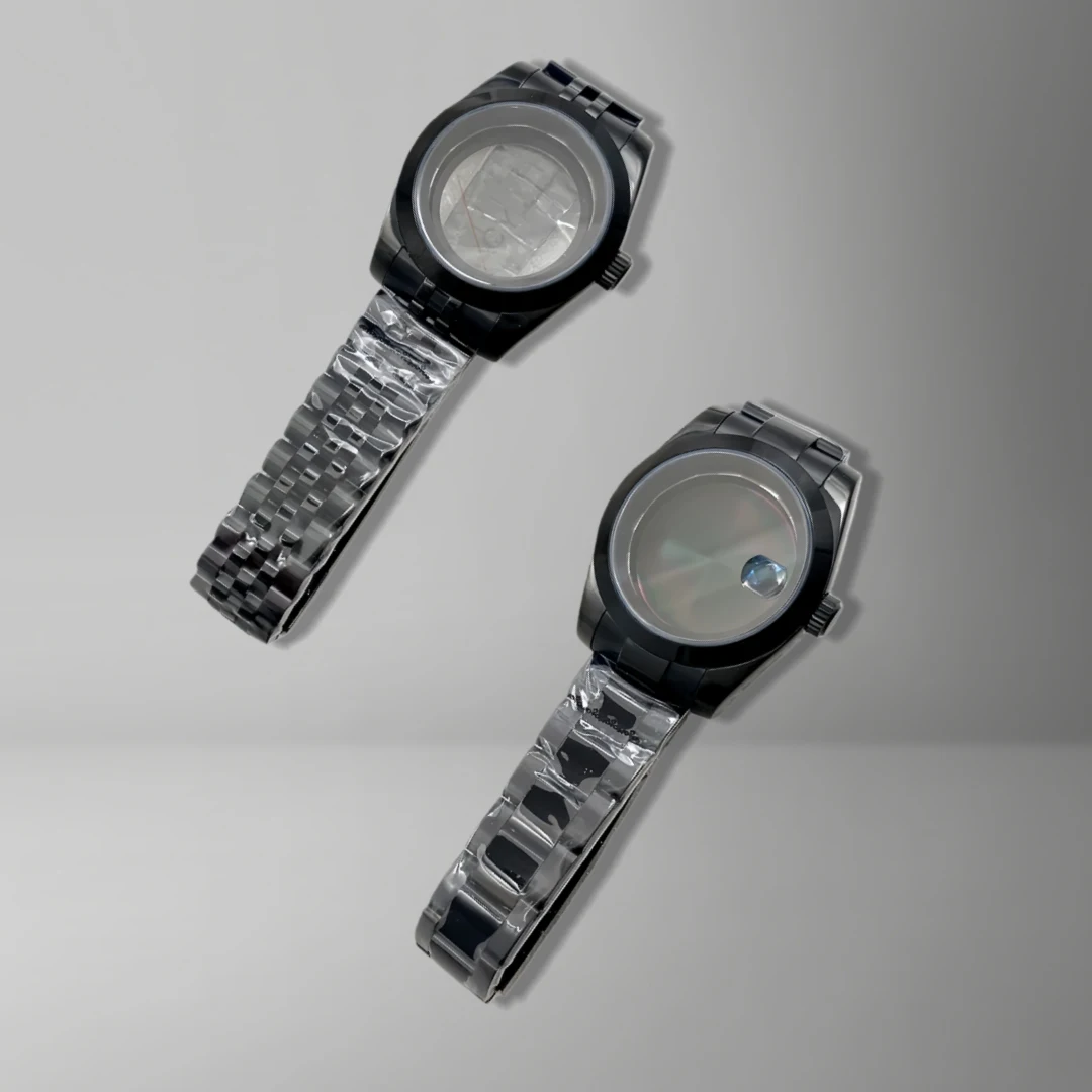 

Черный корпус для часов с браслетом, 36 мм/39 мм, для механизмов Datejust NH35, NH36, NH34, циферблат 28,5 мм, сапфировое стекло, корпус и ремешок.