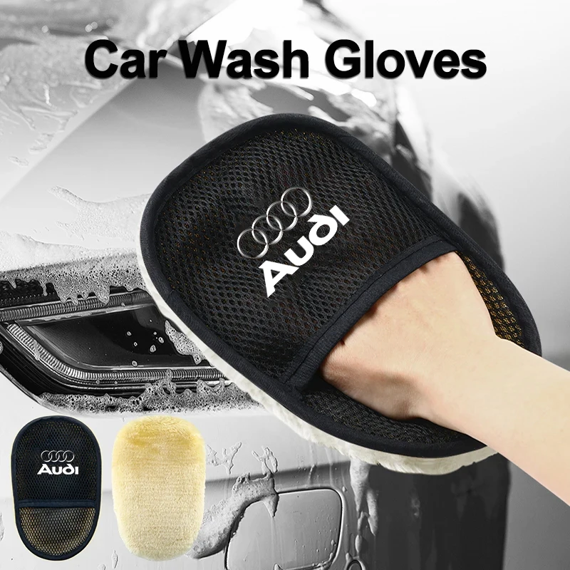 Car Wash Glove Wool Soft Polish Cleaning Brush Tools For Audi A1 A2 A3 A4 A5 A6 A7 A8 Quattro Q1 Q2 Q3 Q4 Q5 Q6 Q7 Q8 TT RS3 S5