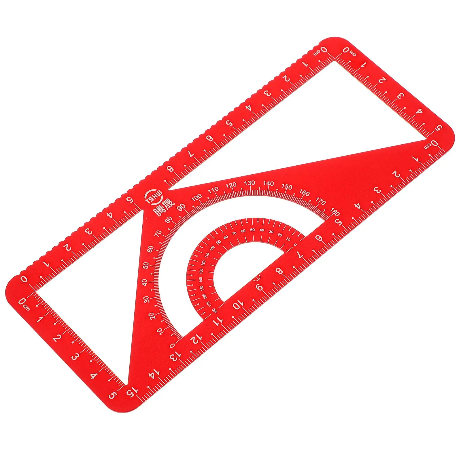 Multipurpose Aluminum Alloy Ruler Triangle Height Set Student Supplies Tool Red Construction Protractors Metal Office