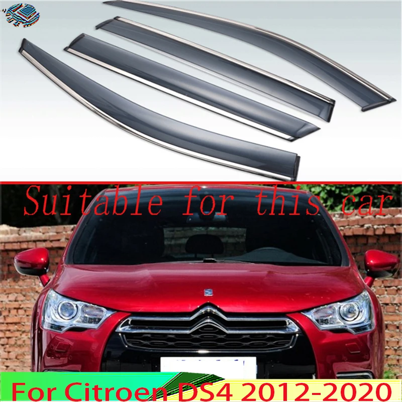 

For Citroen DS4 2012-2020 Plastic Exterior Visor Vent Shades Window Sun Rain Guard Deflector 4pcs 2013 2014 2015 2016 2017 2018