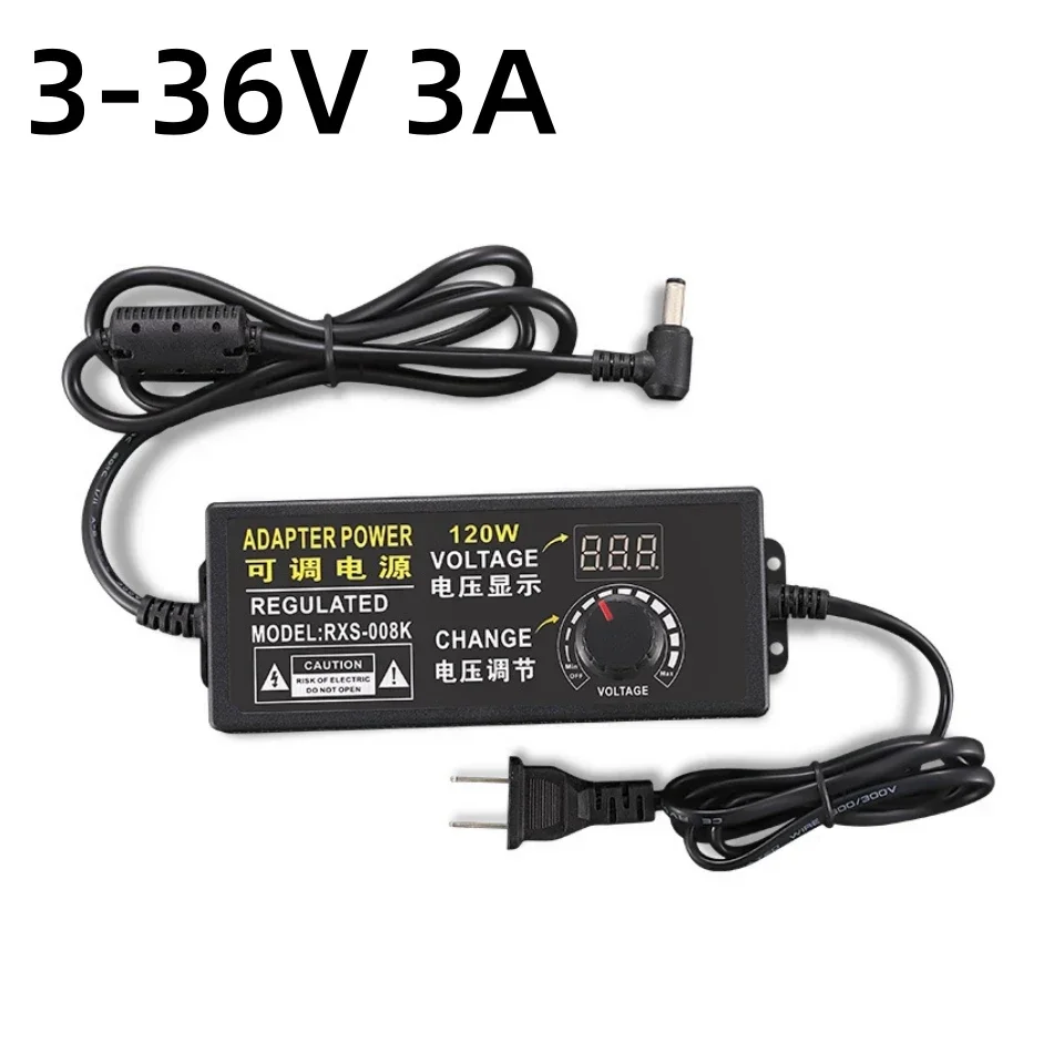 Imagem -03 - Adaptador Universal Ajustável ac para dc 3v12v 9v24v 12v-24v 5a 10a com Tela de Exibição Tensão Regulada Fonte de Alimentação Adatper