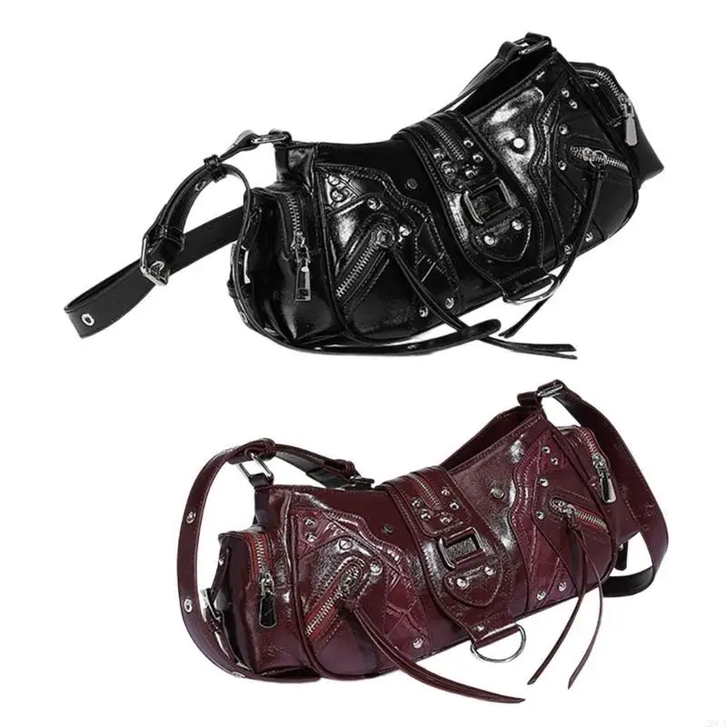 

Women Armpit Bag Retro Handbag All-matching Shoulder Bag Rivets Crossbody Bag 20CA