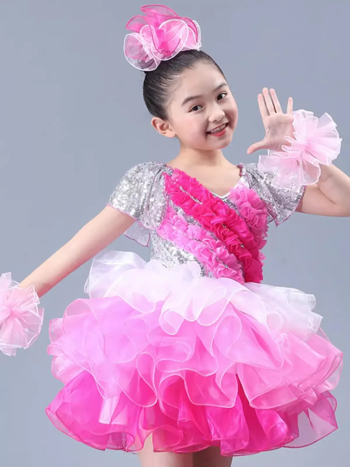 Mädchen Jazz Dance wear Kostüm Kinder moderne Latin Pailletten Ballsaal Party Tanz kleid Kind tanzen Tutu Kleid Kleidung für Mädchen