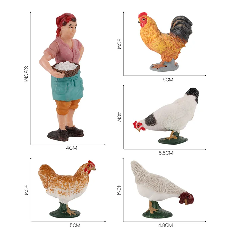 Simulation Hen Rooster Statues Farm Animal model Chicken Duck Figures Doll Children\'s Toy Gift Yard Art Decor Mini Sculpture