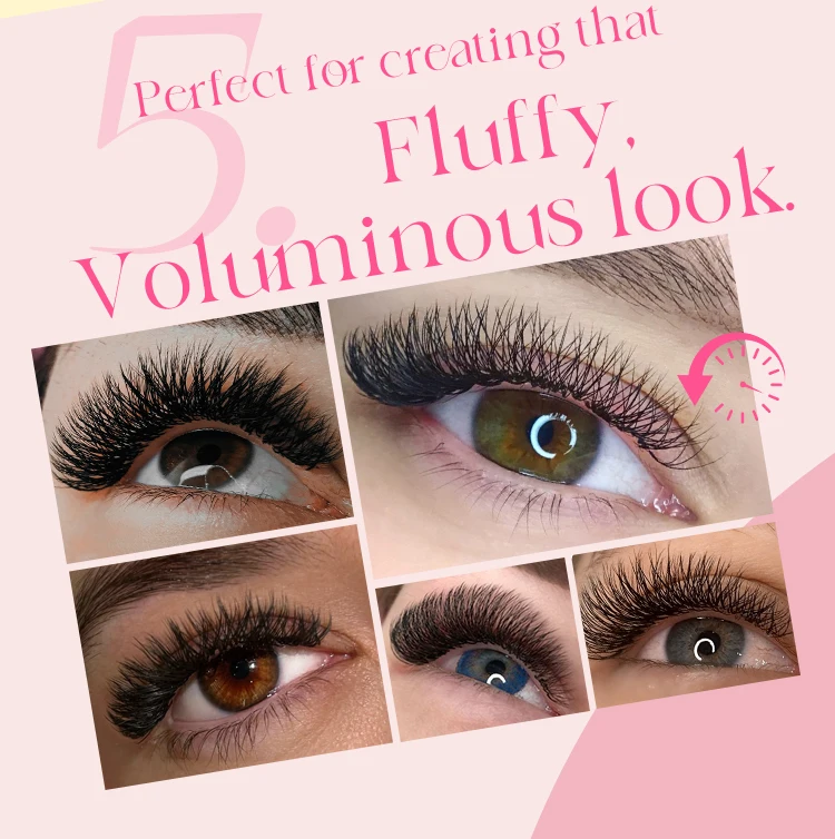 LAKANAKU 6 Tabletts 3D W-förmige Wimpernverlängerungen Volumen Franc Frances Fio 3 W Cilios-förmige natürliche weiche Kleeblattwimpern – Detail 9