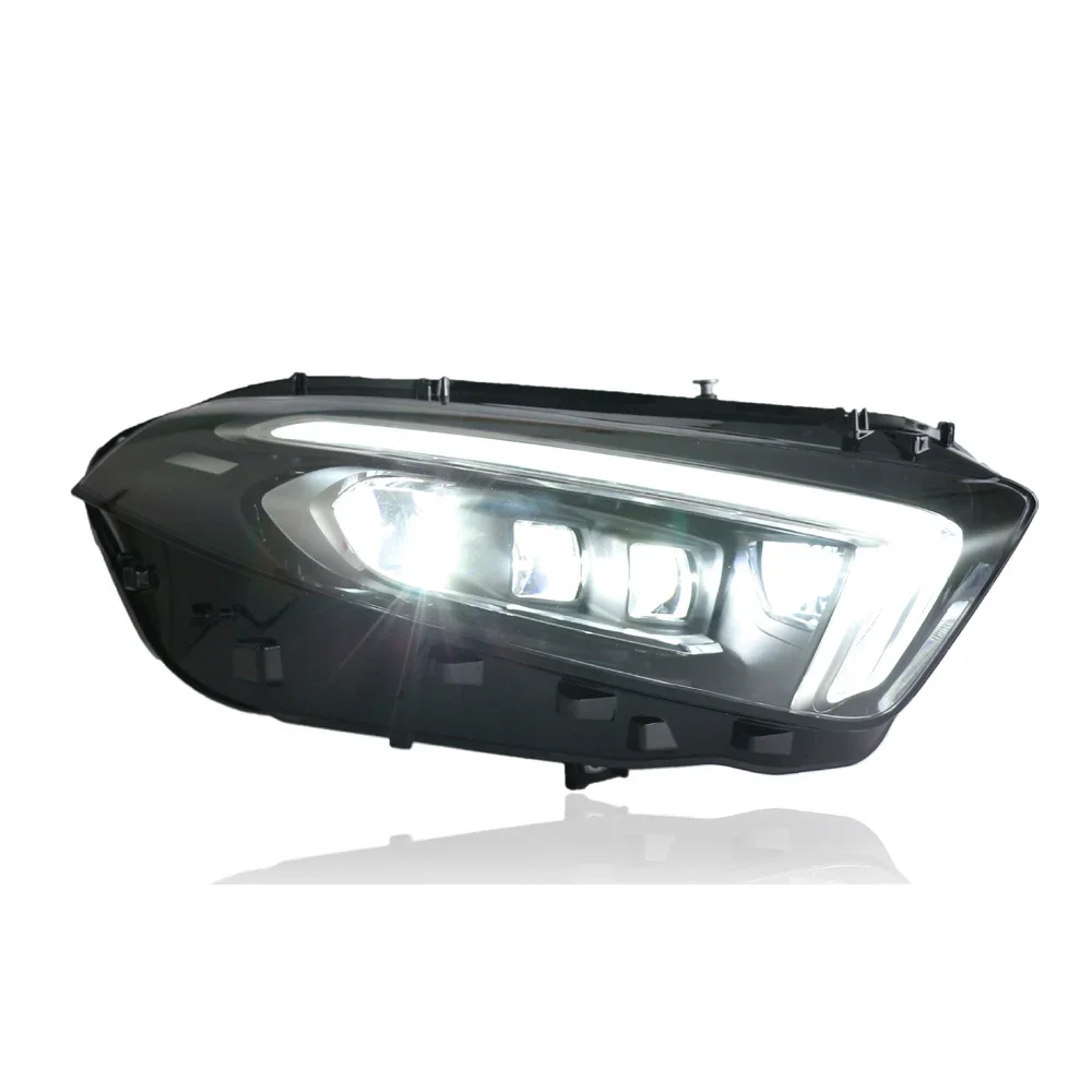السيارات العلوي لمرسيدس بنز A180 A200 W177 2018-2023 تجديد الجمعية LED DRL الديناميكية بدوره مصباح إشارة ثنائية البؤرة عدسة مصباح سيارة