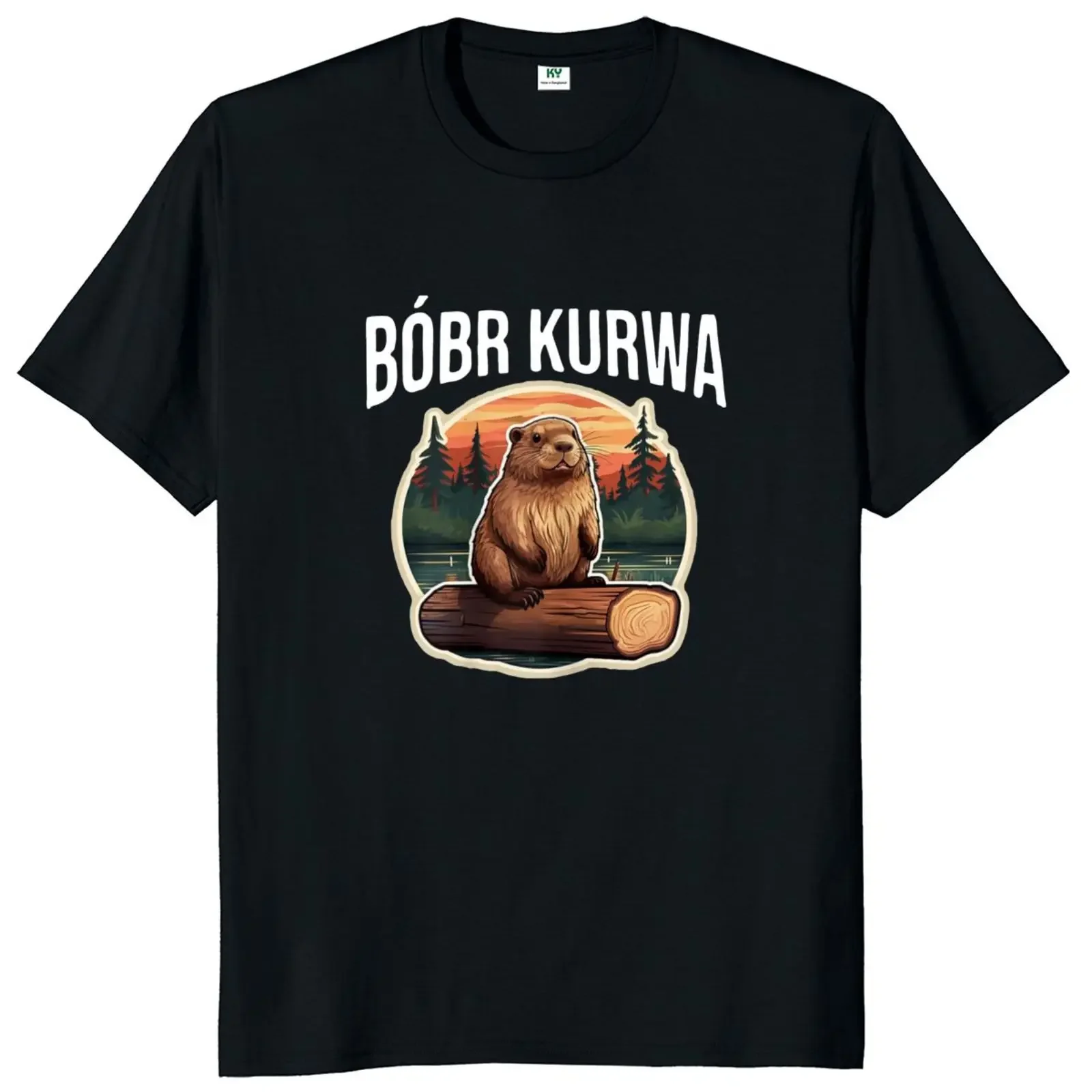 Retro Bober Bóbr Kurwa T Shirt Kawaii Meme Pop Y2k z krótkim rękawem 100% miękka bawełniana Unisex z okrągłym dekoltem T-shirt męski kobiet w rozmiarze ue