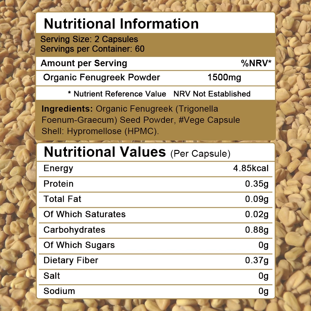 Fenugreek 1500 mg - Organic Fenugreek, Rich in Protein and Vitamins - Helps with Digestion, Cholesterol, Weight Management