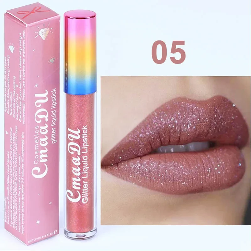 Glitter Flip Lip Gloss Velvet Matte Lip Tint 6 Colors Waterproof Long Lasting Diamond Flash Shimmer Liquid Lipstick