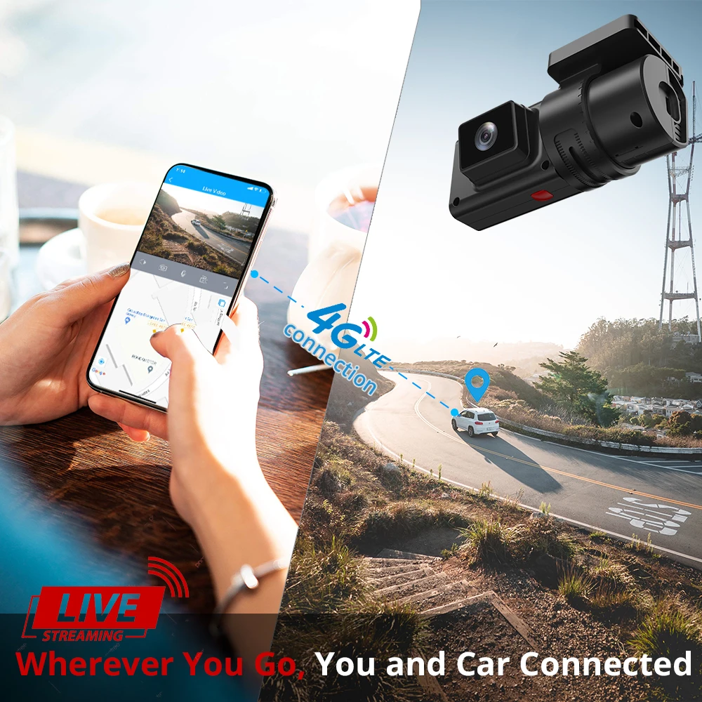 JIMIMAX JC181 Mini 4G Dual DashCam Wifi 2 Live Stream Video 1080P Front & Inside Car Camera Remote Monitor APP GPS Cloud Record