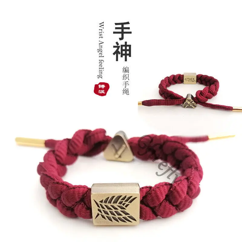 Bracciale Attack on Titan Bracciale intrecciato lavorato a maglia artigianale Ambito fatto a mano con corda da afferrare Colleghi Decorano Anime Unisex Raccogliere regalo