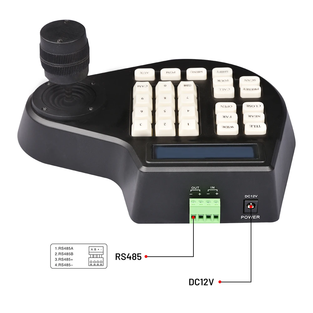 عصا التحكم الأمنية ثلاثية الأبعاد 3 محاور ، وحدة تحكم لوحة المفاتيح ، RS485 ، P ، W ، شاشة LCD للتماثلية ، AHD ، CCTV ، قبة السرعة ، كاميرا PTZ
