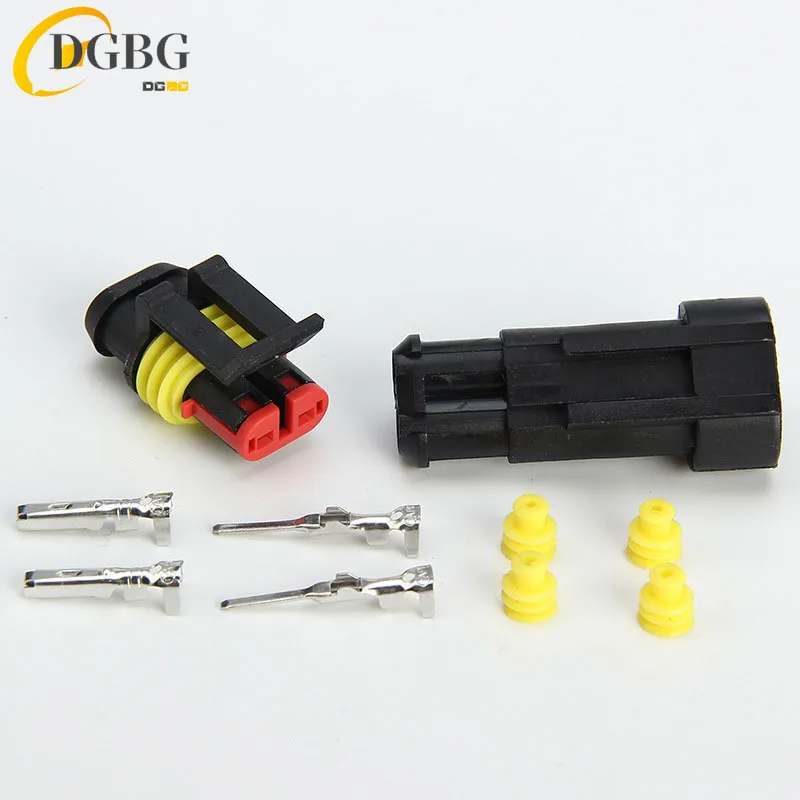 5sets Kit 2 pin Way AMP Super seal Waterproof Electrical Wire Connector Plug for car waterproof connector