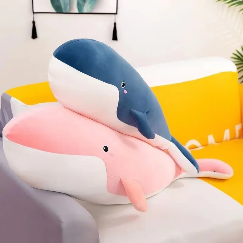 Juguete para niños de 55cm, ballena de peluche Kawaii, muñecos de peluche suaves y bonitos, almohada para niñas y niños, regalo de cumpleaños para