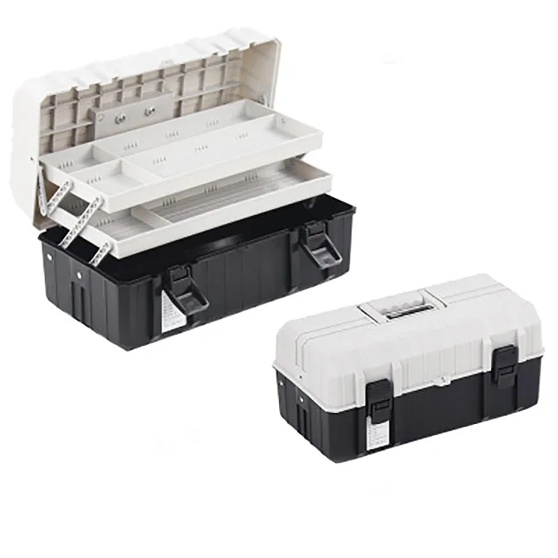 Caja de Herramientas plegable de plástico de tres capas, almacenamiento de herramientas de electricista, mantenimiento del hogar, Caja