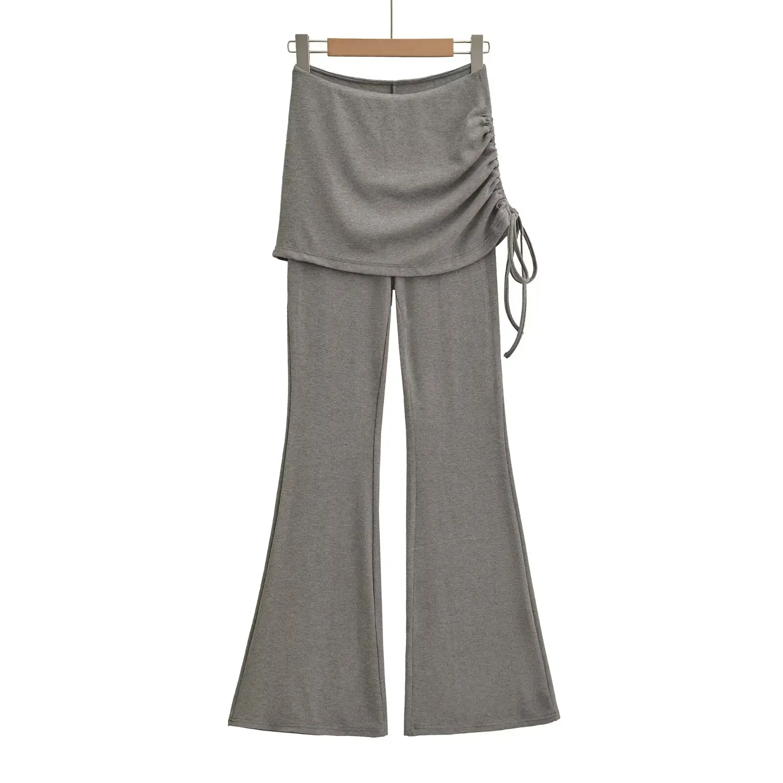 High Waist Training Pants Women's Pilates Sports Yoga Trousers Micro Flared Fitness Capris Drawstring Casual High Waist