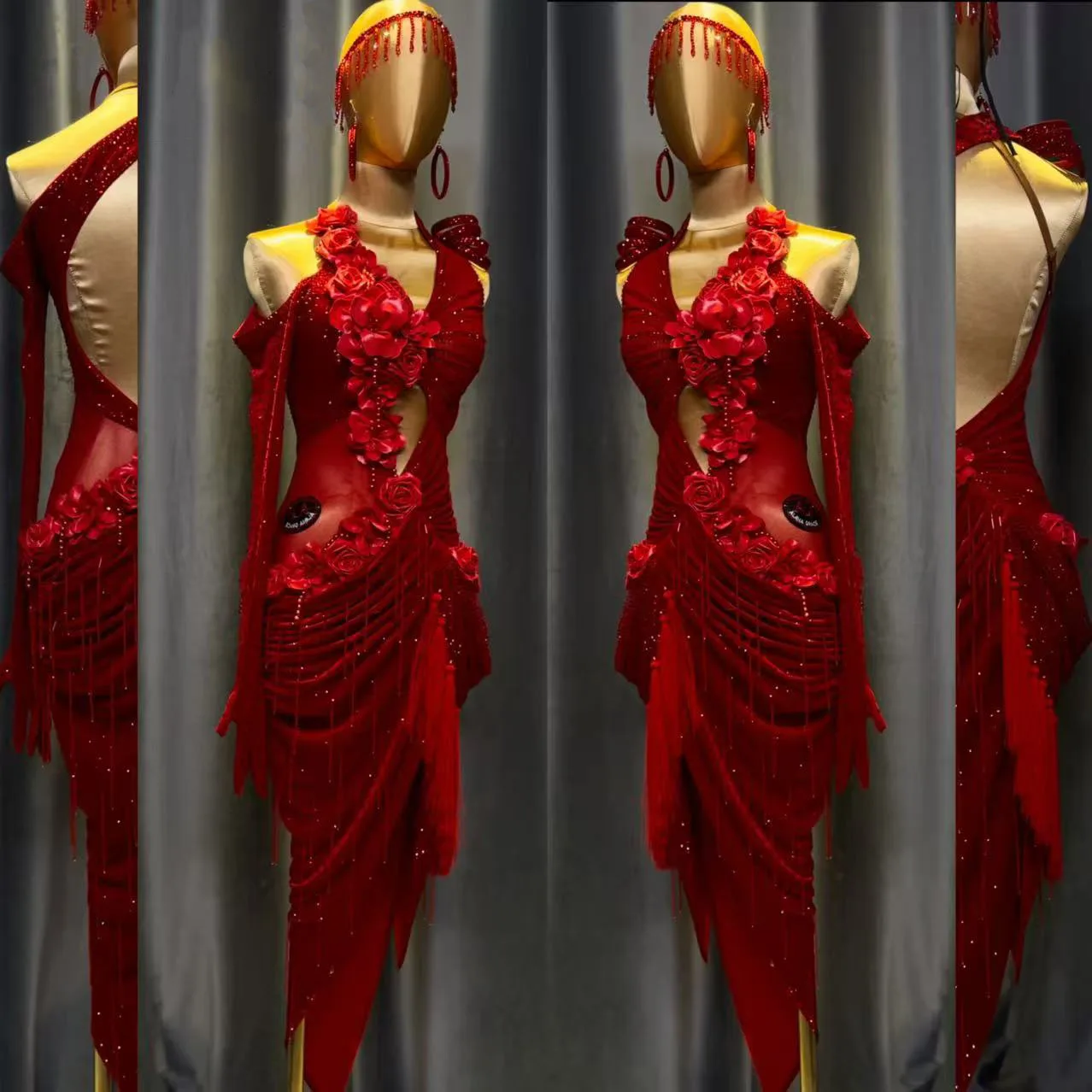 فستان الرقص اللاتيني AB Stone للسيدات البالغات والأطفال الراقية مخصص من قطعة واحدة فستان أداء السامبا الأسود لحمام السباحة