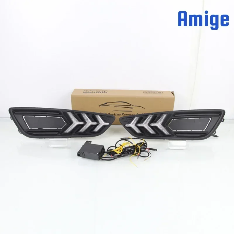 

Car LED DRL 12V Daylights For Ford Focus 2015 2016 2017 2018 Yellow Turn Signal Daytime Running Light Car Foglamp