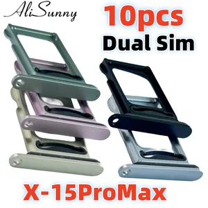 Bilashmart 10 Dual Sim Tray Card Holder Slot iPhone 15 Plus 14 Pro 12 13 11 Max X XR XS Sim Nano Adapter Drawer Fix Parts