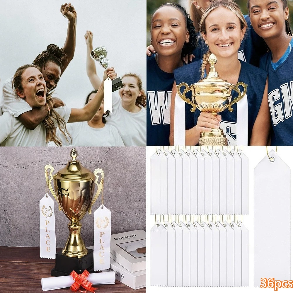 

36 Pcs Award Ribbons DIY Medal Prize Ribbons with Attached Card, Rope Set Beautiful and Versatile Customizable Practical