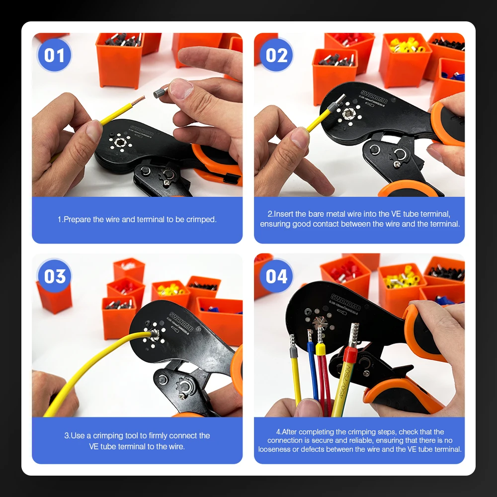 Tubular Terminal Crimping Pliers HSC8 6-4A/16-6(max 0.08-16mm²)Crimper Wire Mini Ferrule Crimper Tools Household Electrical Kit