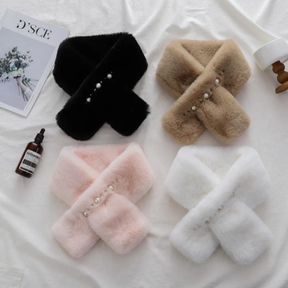 Fashion Neck Warmer Winter Scarf Keep Warm Thicken Plush Scarfs Solid Color Cross Collar Scarf Winter