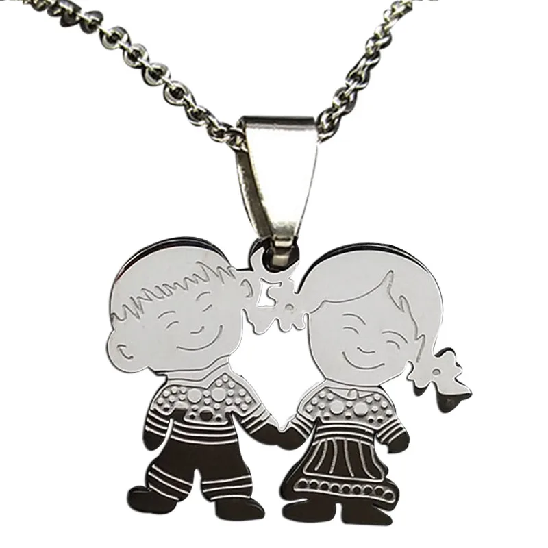 Boy Girl Child Kid Stainless Steel Necklaces Women Gold Color Mothers and Children Necklaces Jewelry Mother\'s Day Gift N519S01