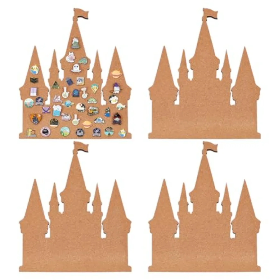 4Pcs Castle Pin Board Cork Board, 14.2x11.8inch Bulletin Display Board Brooch Jewelry Display Cork Tray for Brooch Pin Collecti