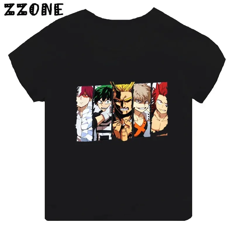 Anime My Hero Academia Cartoon Kids T-shirt Boku No Hero Academia Girls Clothes Baby Boys Black T Shirt Children Tops,TH2449