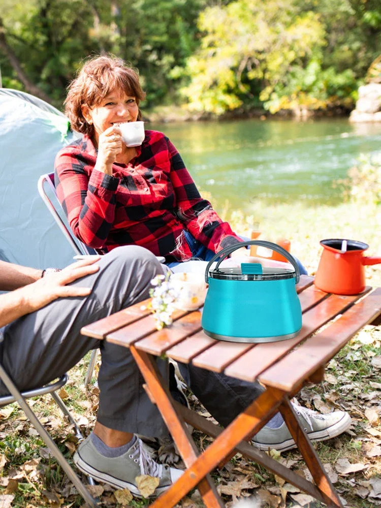 Silicone Folding Kettle Portable Boiling Water Pot for Outdoor Camping Travel Hiking Backpacking Cooking Supplies