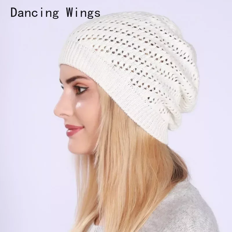 Winter Thin Knitted Hollow Out Beanies Cap For Women Slouchy Skull Cap Crochet Soft Warm Baggy Slouch Hedging Hat